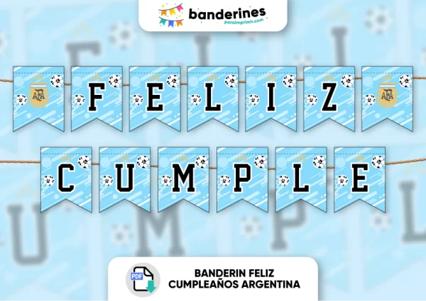 Banderin feliz cumpleaños argentina