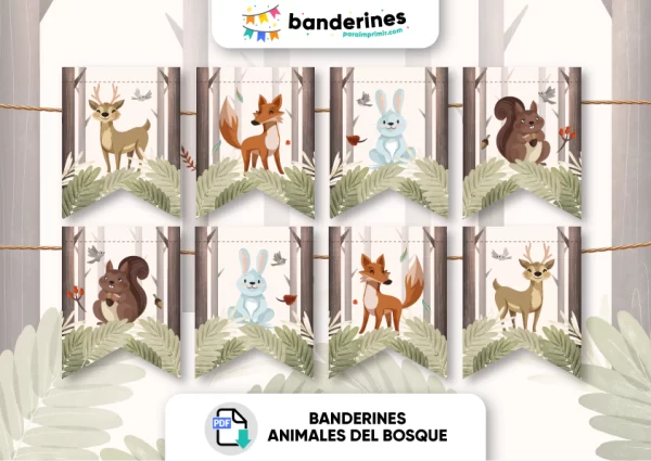Banderines animales del bosque