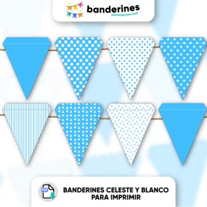 Banderines celeste y blanco para imprimir