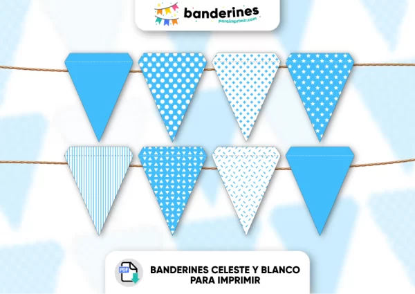 Banderines celeste y blanco para imprimir