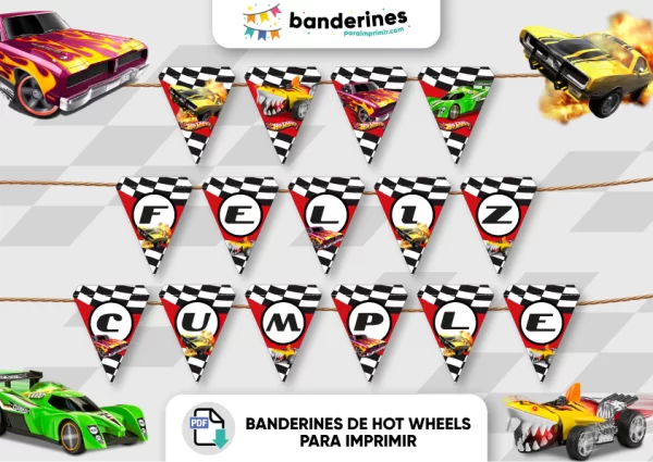 Banderines de hot wheels para imprimir