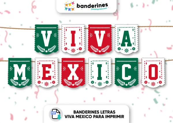 Banderines letras viva mexico para imprimir
