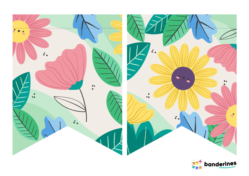 banderines para imprimir feliz primavera